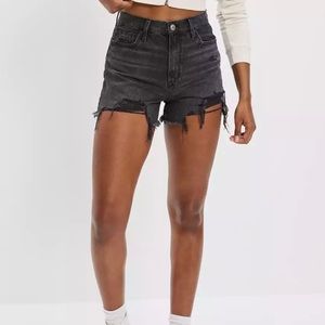 American Eagle Black Denim Fringe Shorts